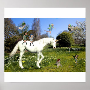 Unicorn och älvor poster