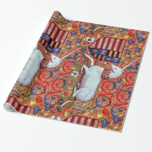 UNICORN- OCH ANTIQUE BLOMMIGT MOTIFS PRESENTPAPPER