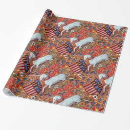 UNICORN- OCH ANTIQUE BLOMMIGT MOTIFS PRESENTPAPPER