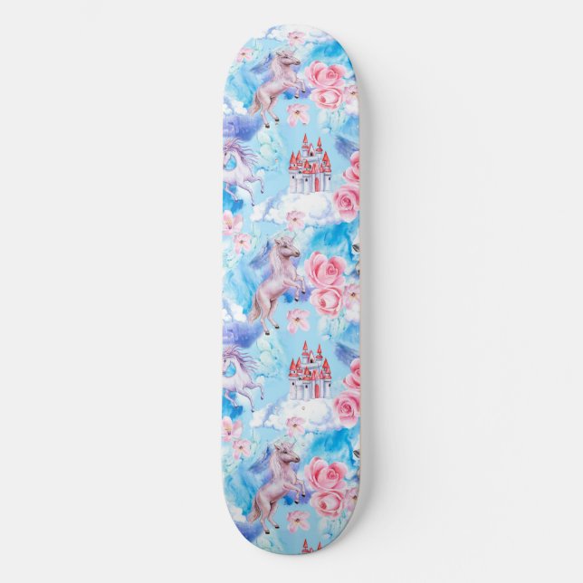 Unicorn och Castles Mini Skateboard Bräda 18,5 Cm (Framsida)