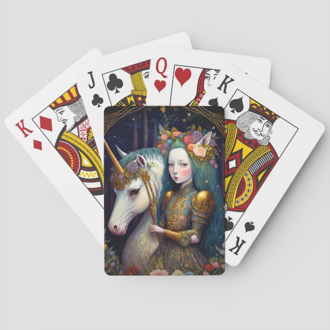 Unicorn och Dam Fantasy Art Casinokort (Baksidan)