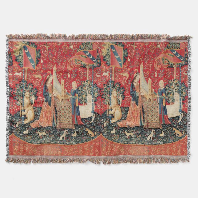 UNICORN OCH DAM SPELANDE ORGAN MED DJUR FILT (Framsidan)