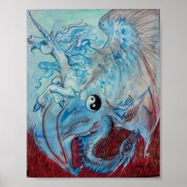 Unicorn och Dragon Yin Yang Poster