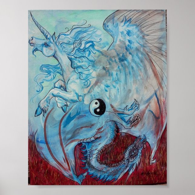 Unicorn och Dragon Yin Yang Poster (Framsidan)
