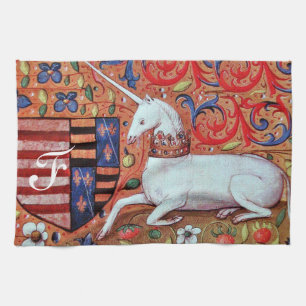 UNICORN- OCH FANTASY-FLÖDEN,BLOMMIGT MOTIFS MONOGR KÖKSHANDDUK