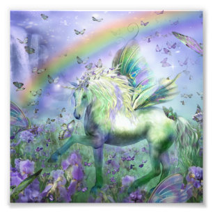 unicorn och fjärilar fototryck