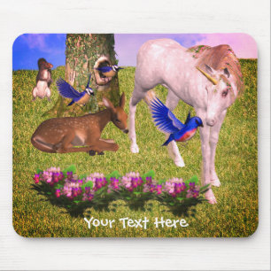 Unicorn och Forest Friends Fantasy Art Musmatta
