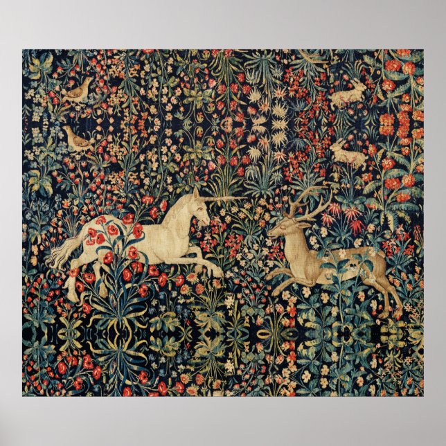 UNICORN OCH HJORT,FLÖDEN,Blommigt AV SKOGSDJUR Poster (Framsidan)