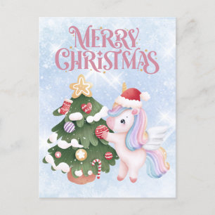 Unicorn och Julgran vid Gnistra Blå himmel Vykort