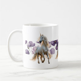 Unicorn och lila blommor kaffemugg