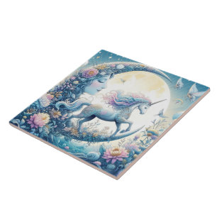 Unicorn och Måne Kakelplatta
