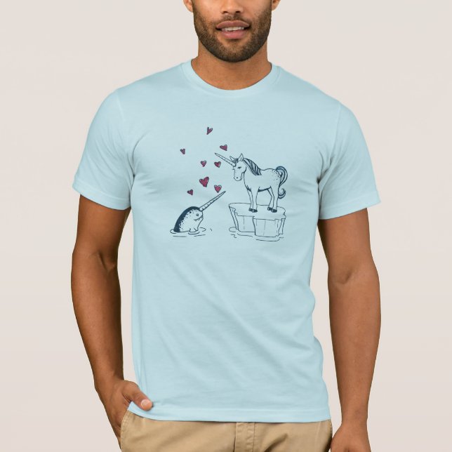 Unicorn och Narwhal, äkta kärlek utslagsplats Tee (Framsida)