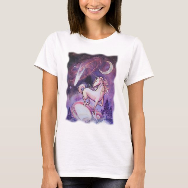 Unicorn och natthimmlen tee shirt (Framsida)