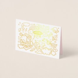 Unicorn och Pony Birthday Card Folierat Kort