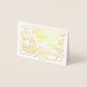 Unicorn och Pony Birthday Card Folierat Kort