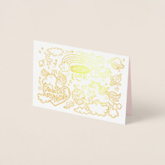 Unicorn och Pony Birthday Card Folierat Kort