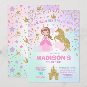 Unicorn och Princess Bjud Inbjudningar