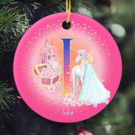 Unicorn och Princess Brev I Monogram jul Julgransprydnad Keramik