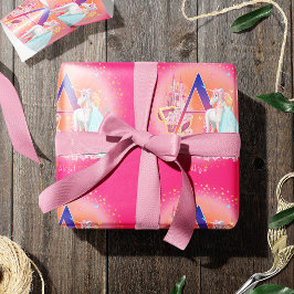 Unicorn och Princess med Castle Brev A Monogram Presentpapper