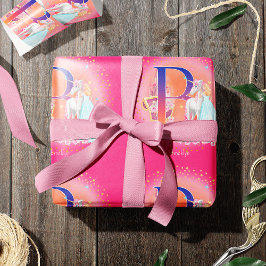 Unicorn och Princess med Castle Brev B Monogram Presentpapper