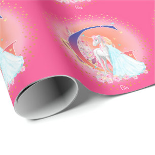 Unicorn och Princess med Castle Brev G Monogram Presentpapper