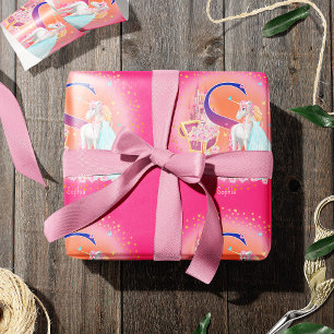 Unicorn och Princess med Castle Brev S Monogram Presentpapper