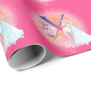 Unicorn och Princess med Castle Brev X Monogram Presentpapper