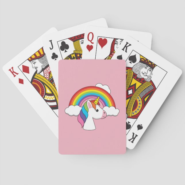 Unicorn och Rainbow med Clouds Kawaii Casinokort (Baksidan)