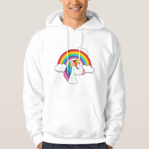 Unicorn och Rainbow med Clouds Kawaii Hoodie