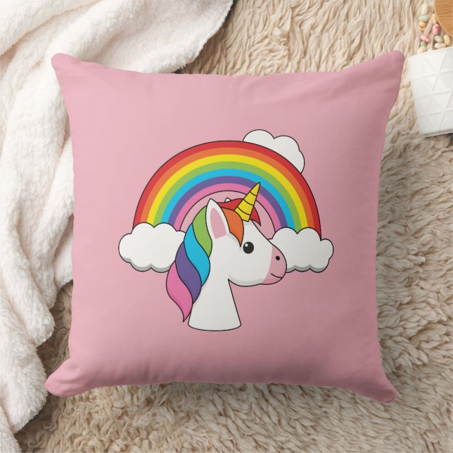 Unicorn och Rainbow med Clouds Kawaii Kudde (Filt)