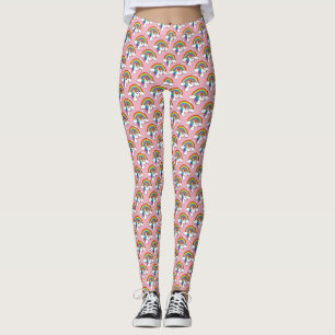 Unicorn och Rainbow med Clouds Kawaii Leggings