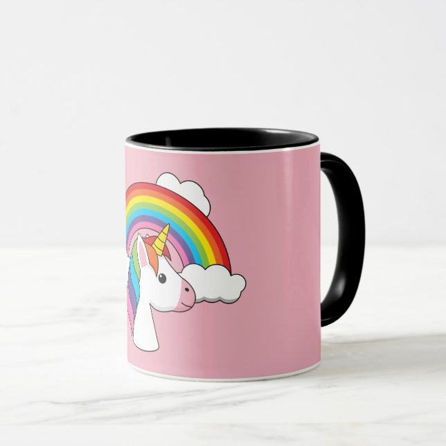 Unicorn och Rainbow med Clouds Kawaii Mugg (Framsida höger)