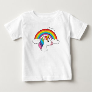 Unicorn och Rainbow med Clouds Kawaii T Shirt