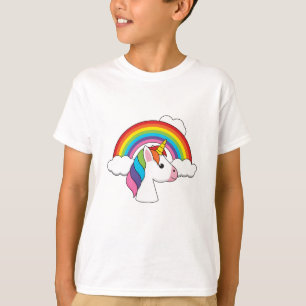 Unicorn och Rainbow med Clouds Kawaii T Shirt