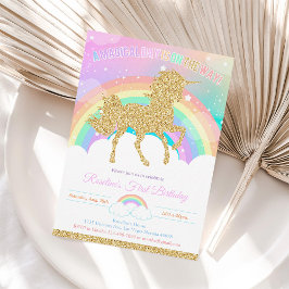Unicorn och Rainbow Pastel Unicorn Birthday Inbjudningar