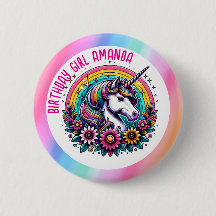 Unicorn och Rainbow Personlig Birthday Girl