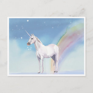 Unicorn och Rainbow Starry Heavens Postcard Vykort