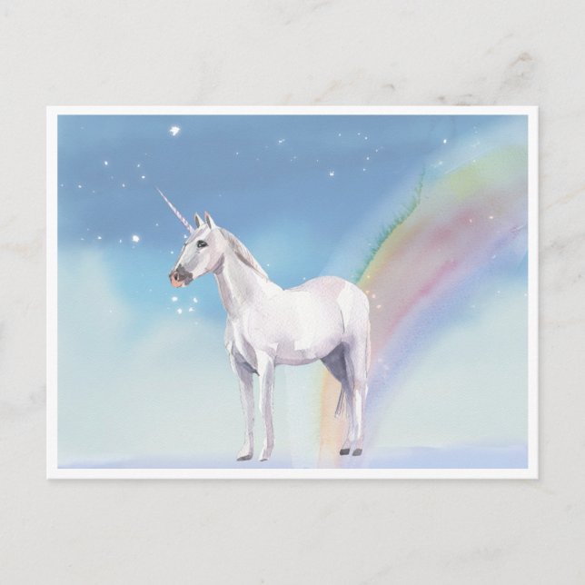 Unicorn och Rainbow Starry Heavens Postcard Vykort (Framsida)