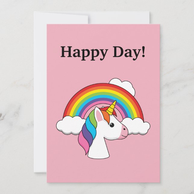 Unicorn och Rainbow w Clouds Kawaii | Anpassa Julkort (Framsida)