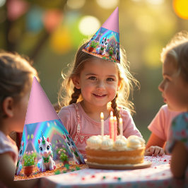 Unicorn och regnbåge i baby, flickors födelsedag