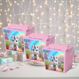 Unicorn och regnbåge i baby, flickors födelsedag presentaskar