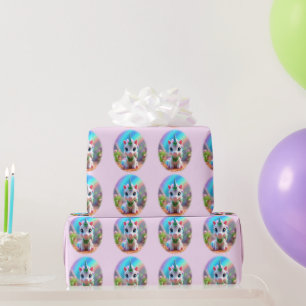 Unicorn och regnbåge i baby, flickors födelsedag presentpapper