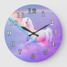 Unicorn och regnbåge stor klocka