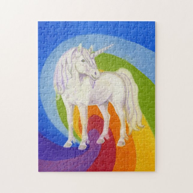 Unicorn- och regnbågepussel pussel (Vertikal)