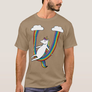 Unicorn- och regnbågssving t shirt