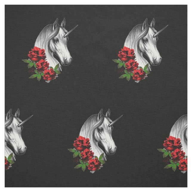 Unicorn och Ro Fantasy Goth Print Tyg (Provkarta)