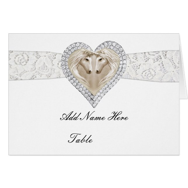 Unicorn och Snöre Bord Place Card OBS Kort (Framsidan Horizontal)