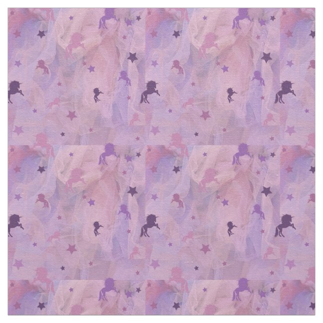 Unicorn och stjärndesign för rosa och lila tyg (Provkarta)