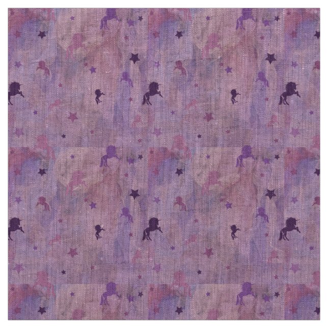 Unicorn och stjärndesign för rosa och lila tyg (Provkarta)