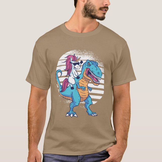 Unicorn och T-Rex T Shirt (Framsida)